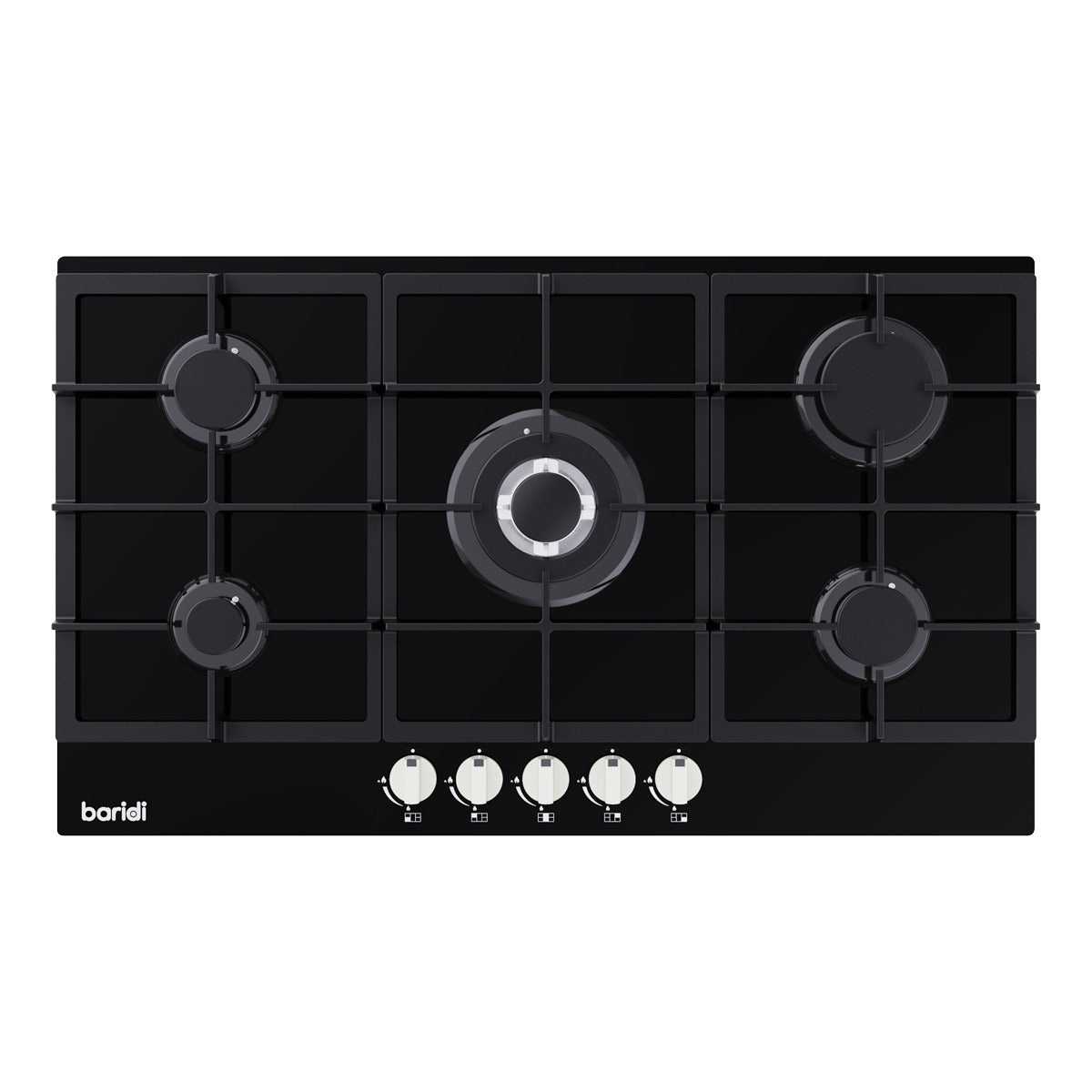 Baridi 90cm Gas Hob Glass with 5 Burners, Cast Iron Supports & Auto Ignition 11kW DH383