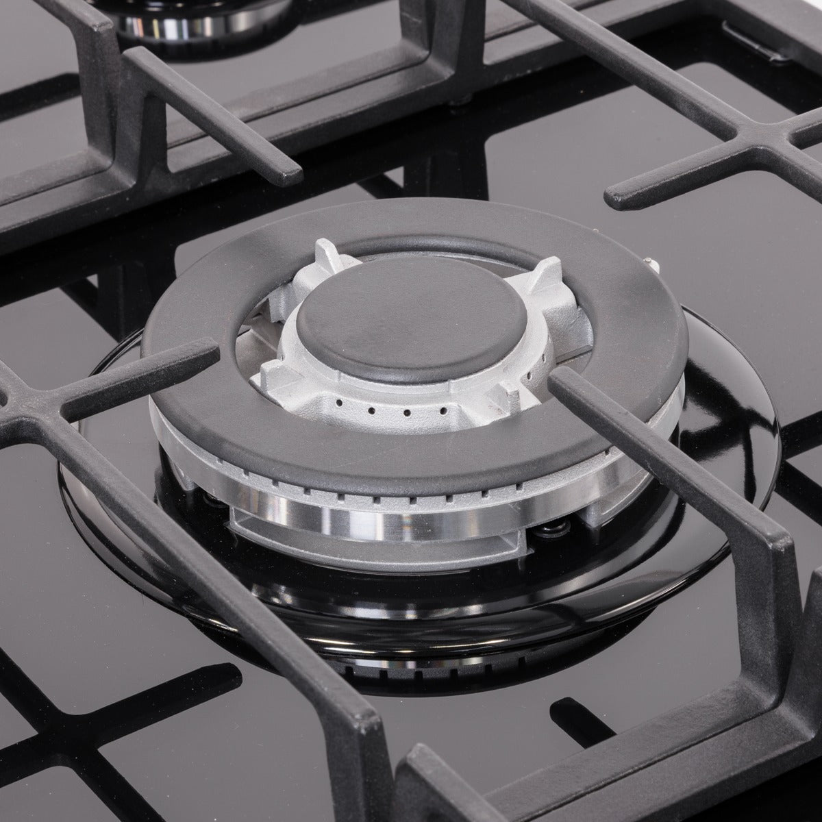 Baridi 90cm Gas Hob Glass with 5 Burners, Cast Iron Supports & Auto Ignition 11kW DH383