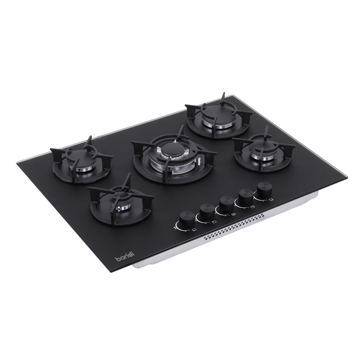 Baridi 70cm Gas Hob Matt Black Glass with 5 Burners, Cast Iron Supports & Auto Ignition 10.4kW DH384