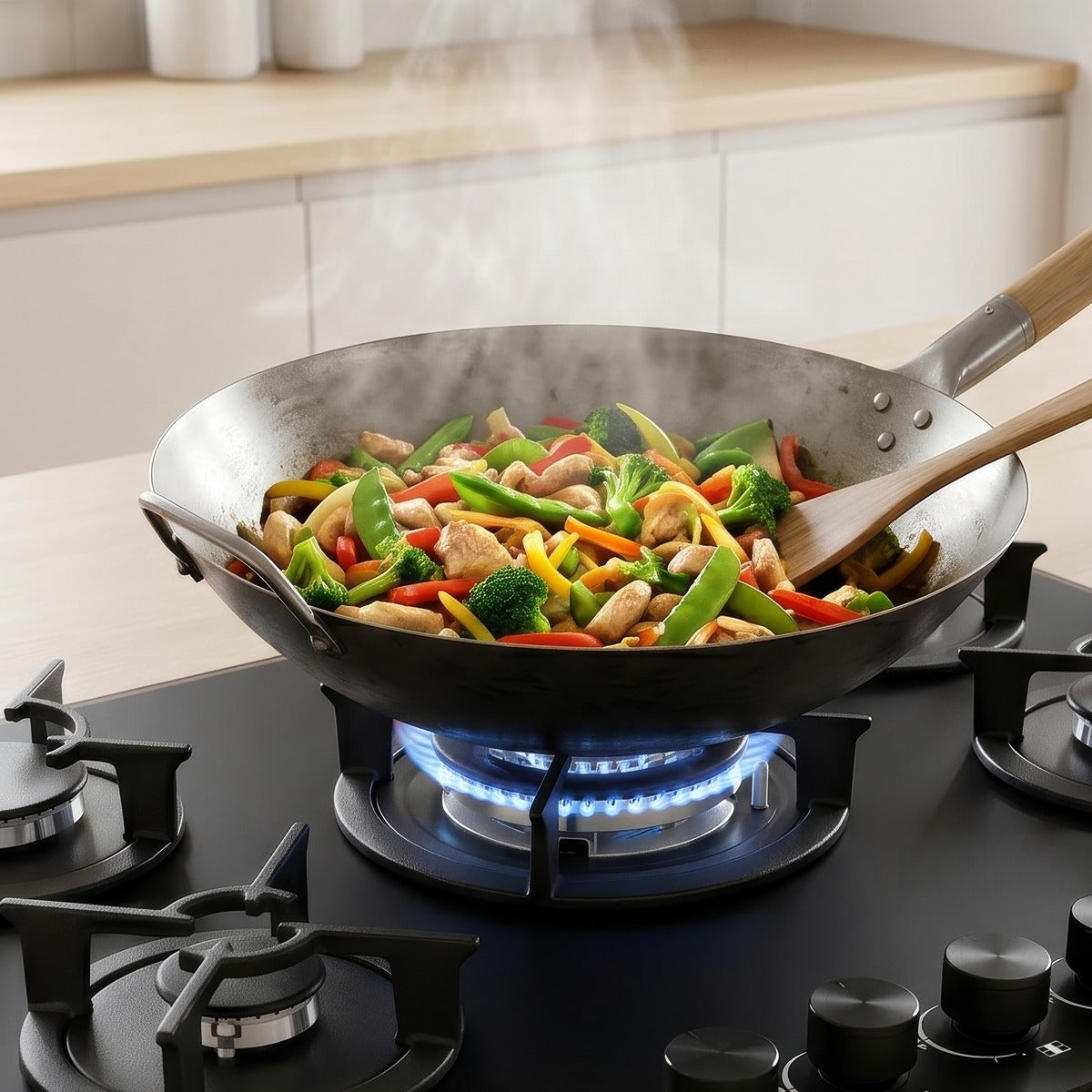 Baridi 70cm Gas Hob Matt Black Glass with 5 Burners, Cast Iron Supports & Auto Ignition 10.4kW DH384