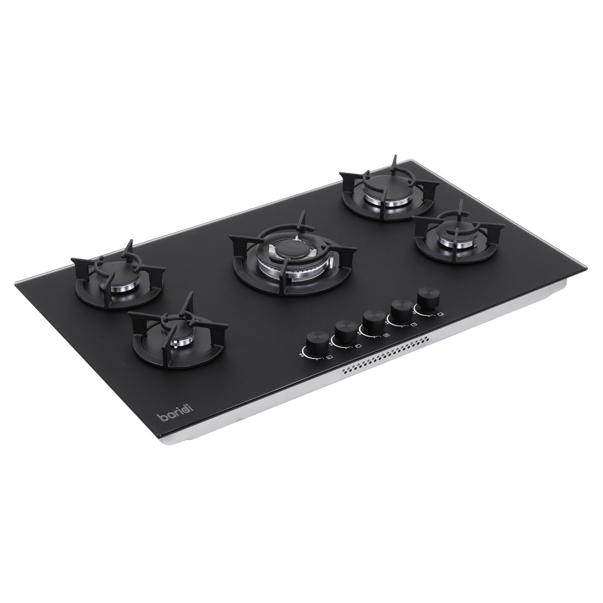 Baridi 90cm Gas Hob Matt Black Glass 5 Burners Cast Iron Supports & Auto Ignition 10.4kW DH385