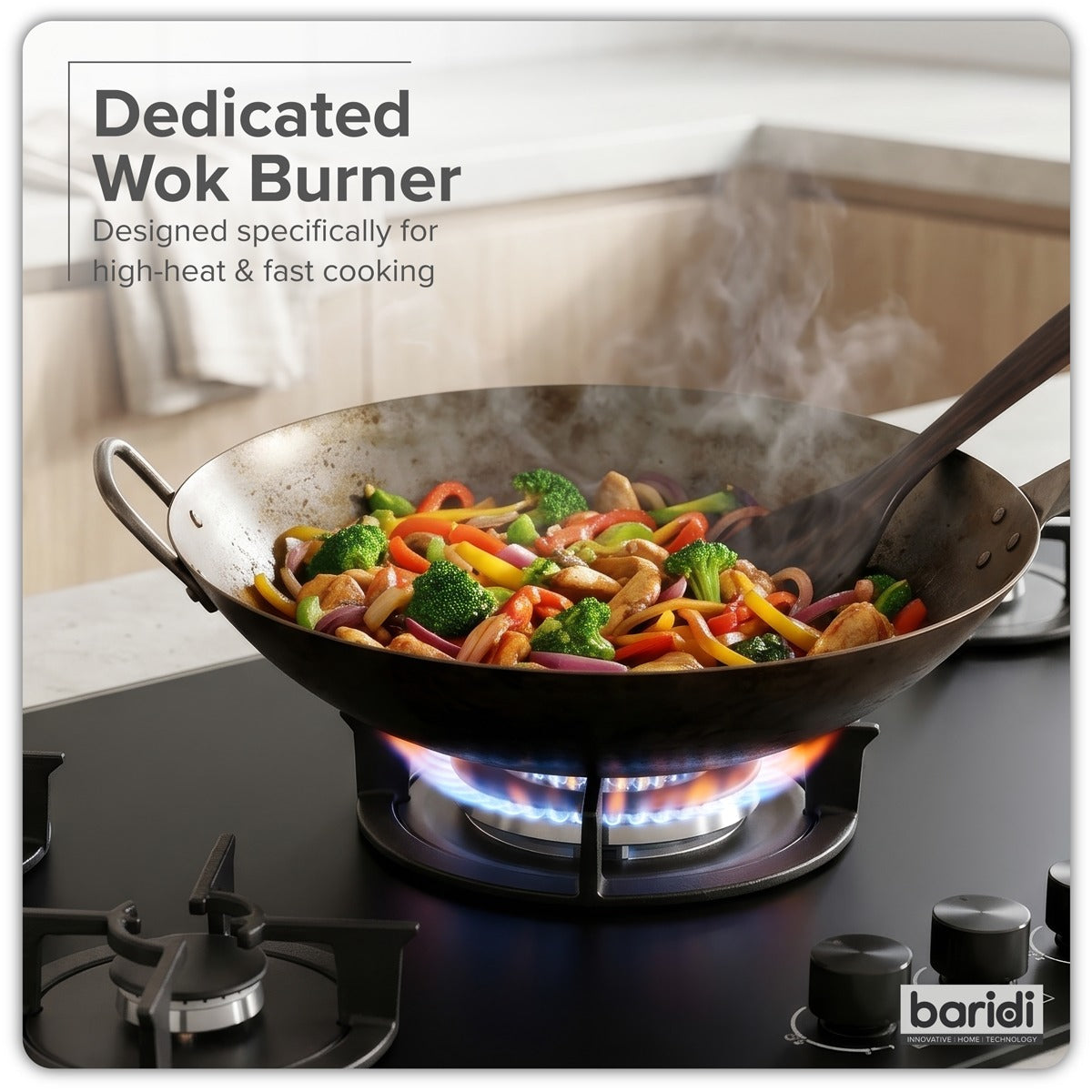 Baridi 90cm Gas Hob Matt Black Glass 5 Burners Cast Iron Supports & Auto Ignition 10.4kW DH385