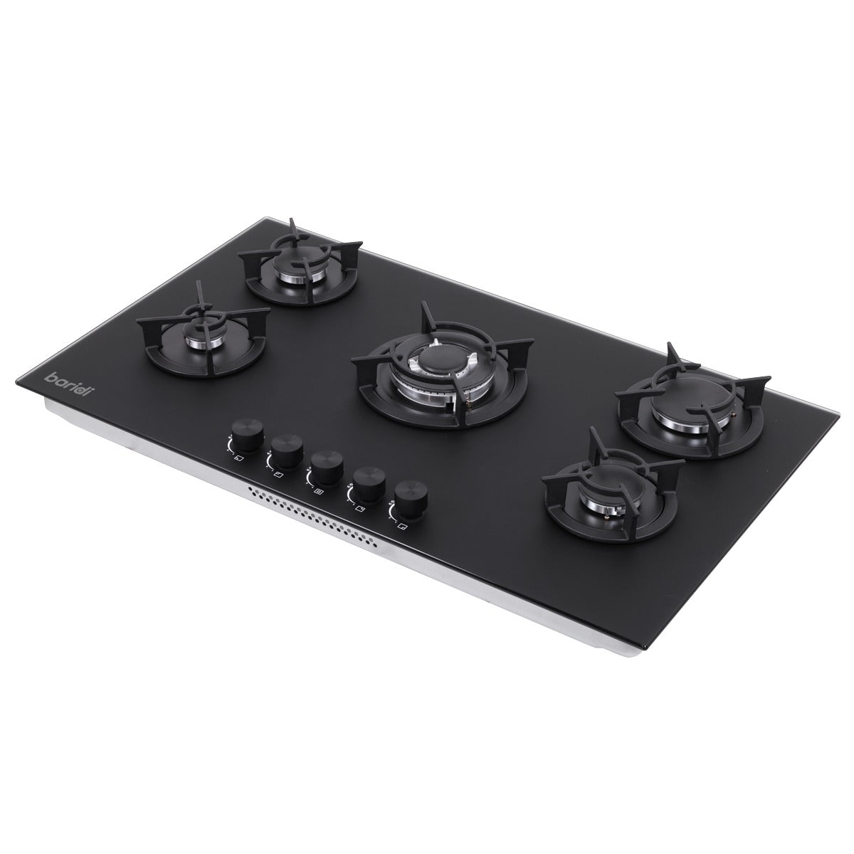 Baridi 90cm Gas Hob Matt Black Glass 5 Burners Cast Iron Supports & Auto Ignition 10.4kW DH385