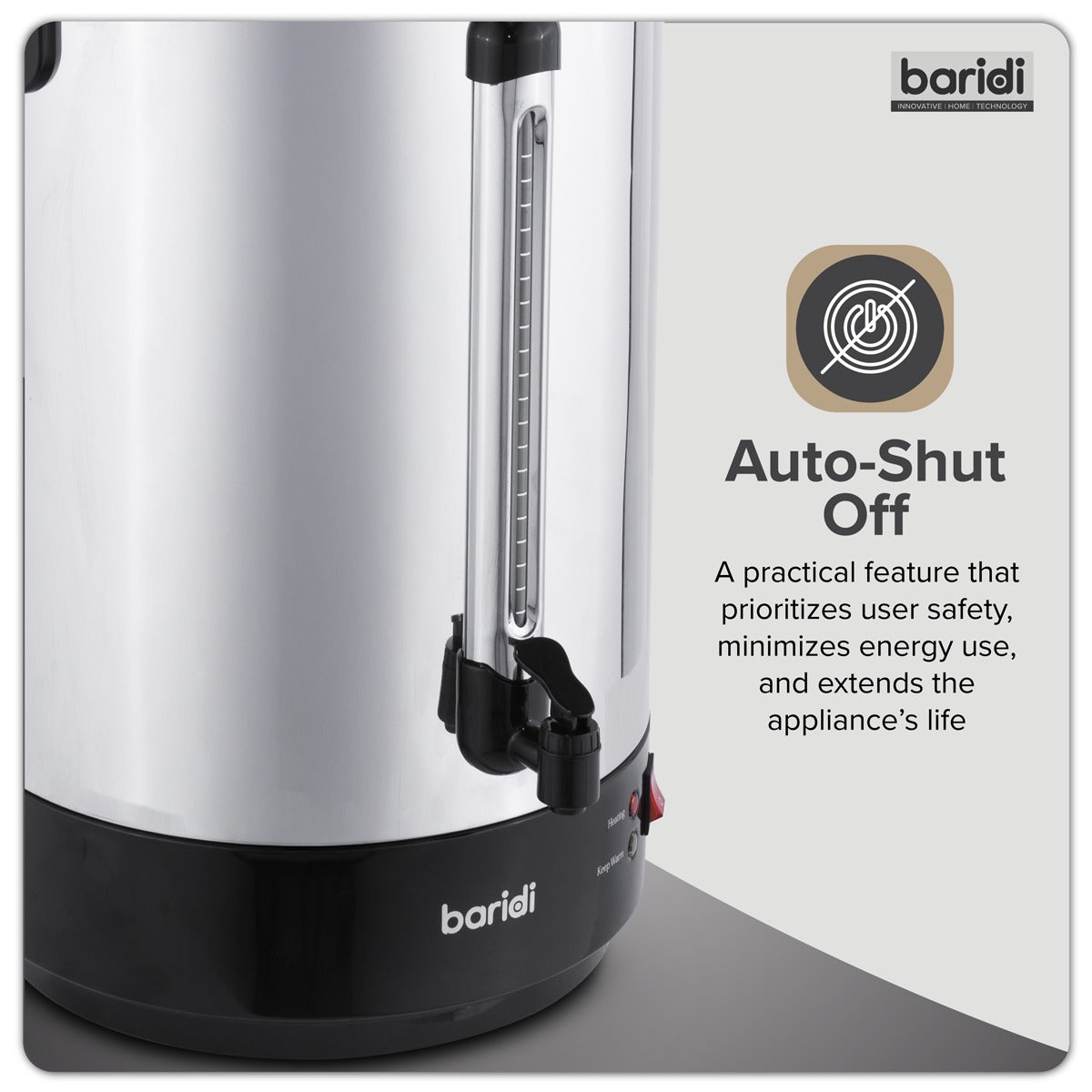Baridi Hot Water Boiler, Tea Urn 30L Capacity - Stainless Steel DH388
