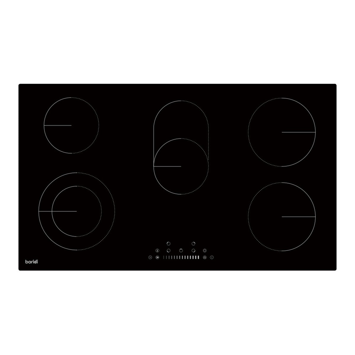 Baridi Integrated Ceramic Hob with 5 Cooking Zones 90cm - Black Glass DH389