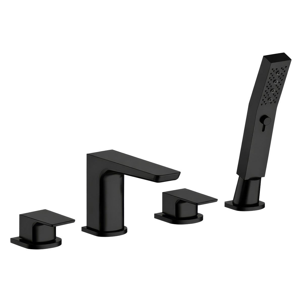 Baridi Bath Mounting 4-Hole Mixer Tap with Shower Head - Matt Black DH399