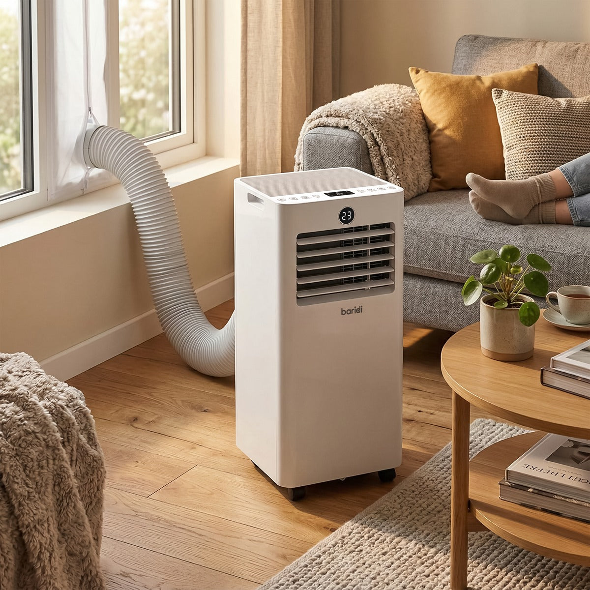 Baridi 4-in-1 Portable Air Conditioner with Window Sealing Kit 5,000Btu/hr - White DH412