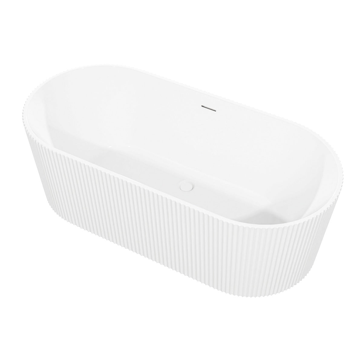 Baridi Double-Ended Fluted Design Bath with Slim Rim 150cm – Gloss White DH419