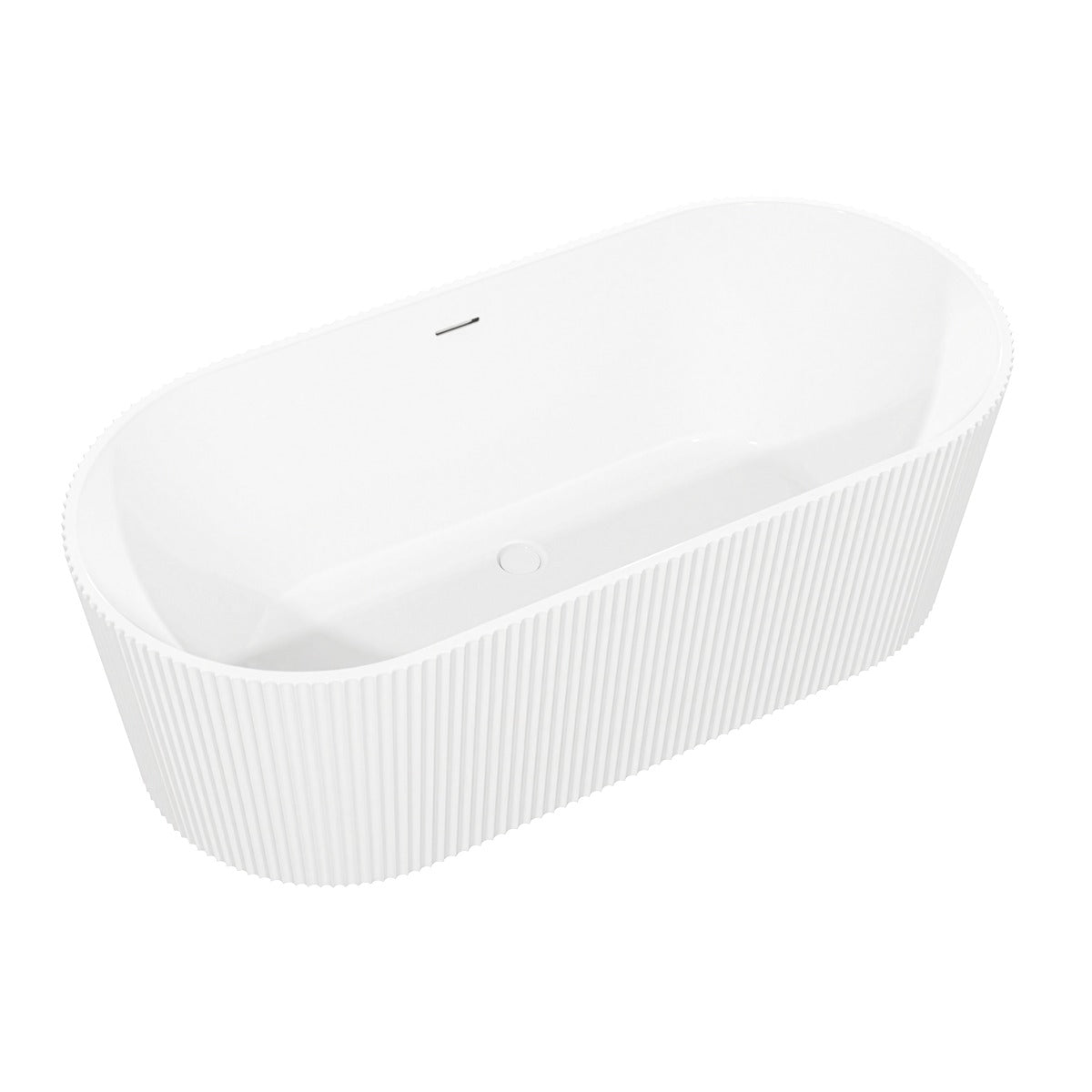 Baridi Double-Ended Fluted Design Bath with Slim Rim 168cm – Gloss White DH420