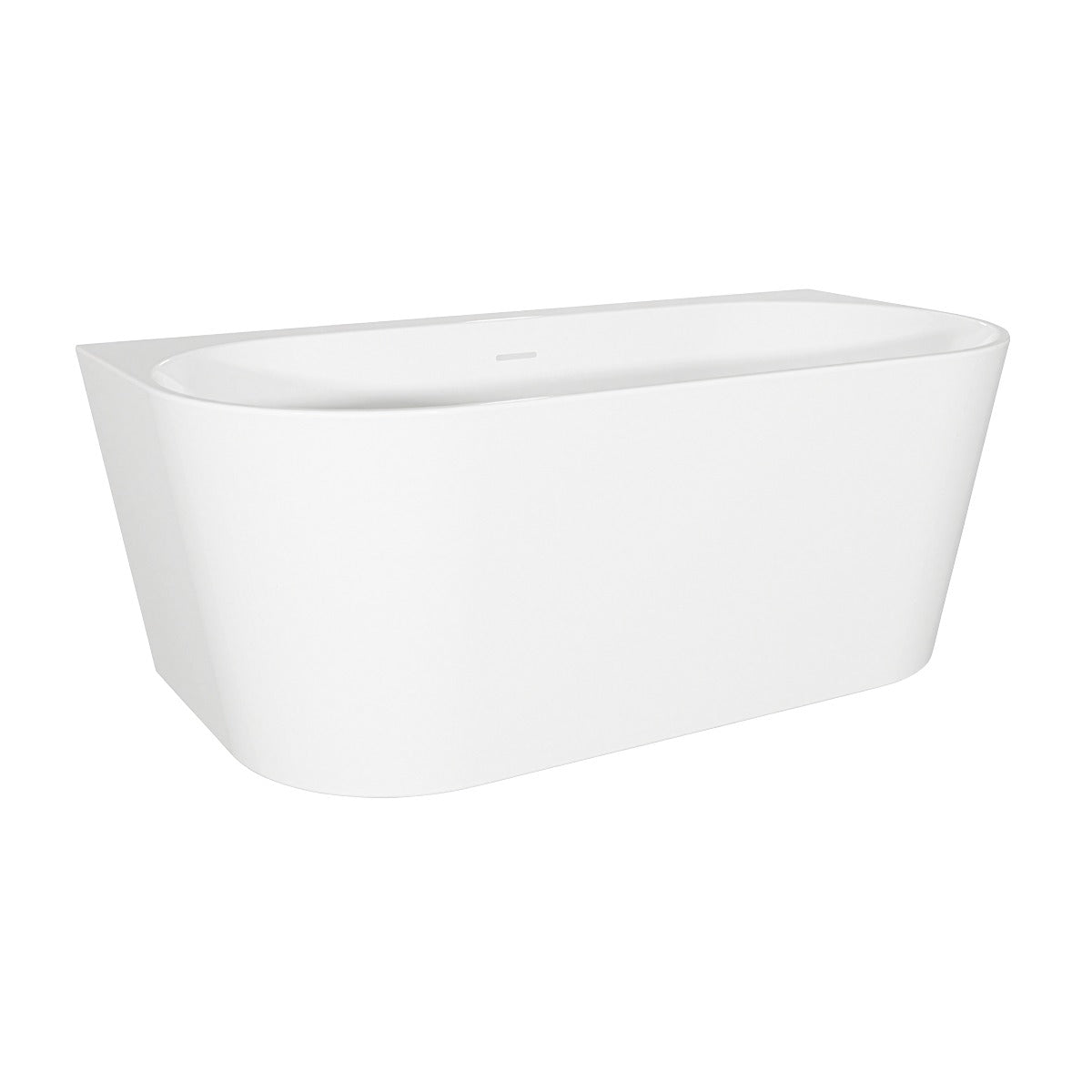 Baridi Back-to-Wall Slim Rim Bath with Overflow System 150cm – Gloss White DH421