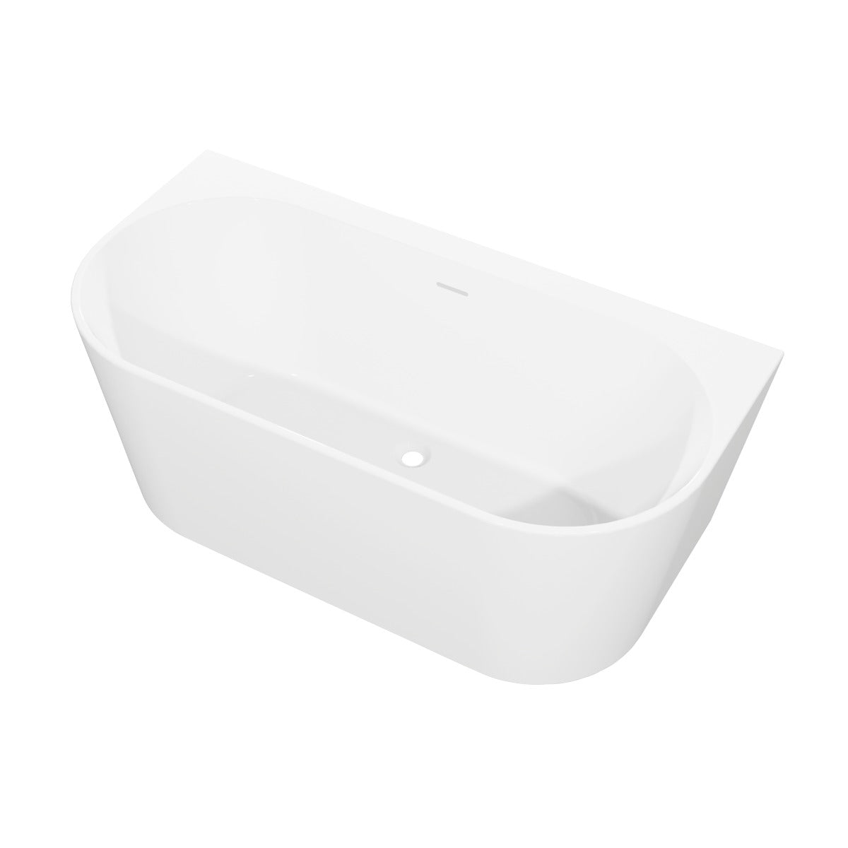 Baridi Back-to-Wall Slim Rim Bath with Overflow System 150cm – Gloss White DH421