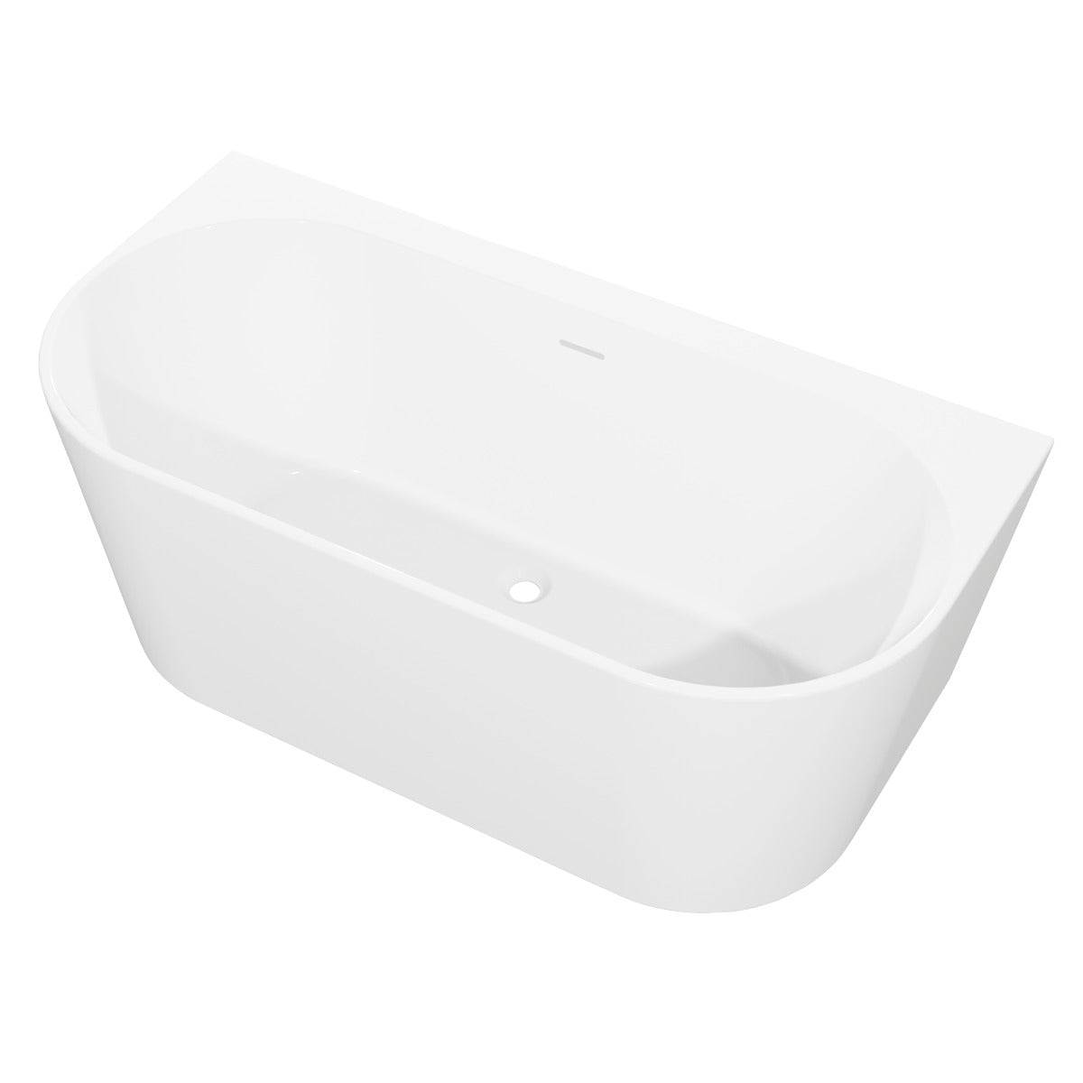 Baridi Back-to-Wall Slim Rim Bath with Overflow System 170cm – Gloss White DH422