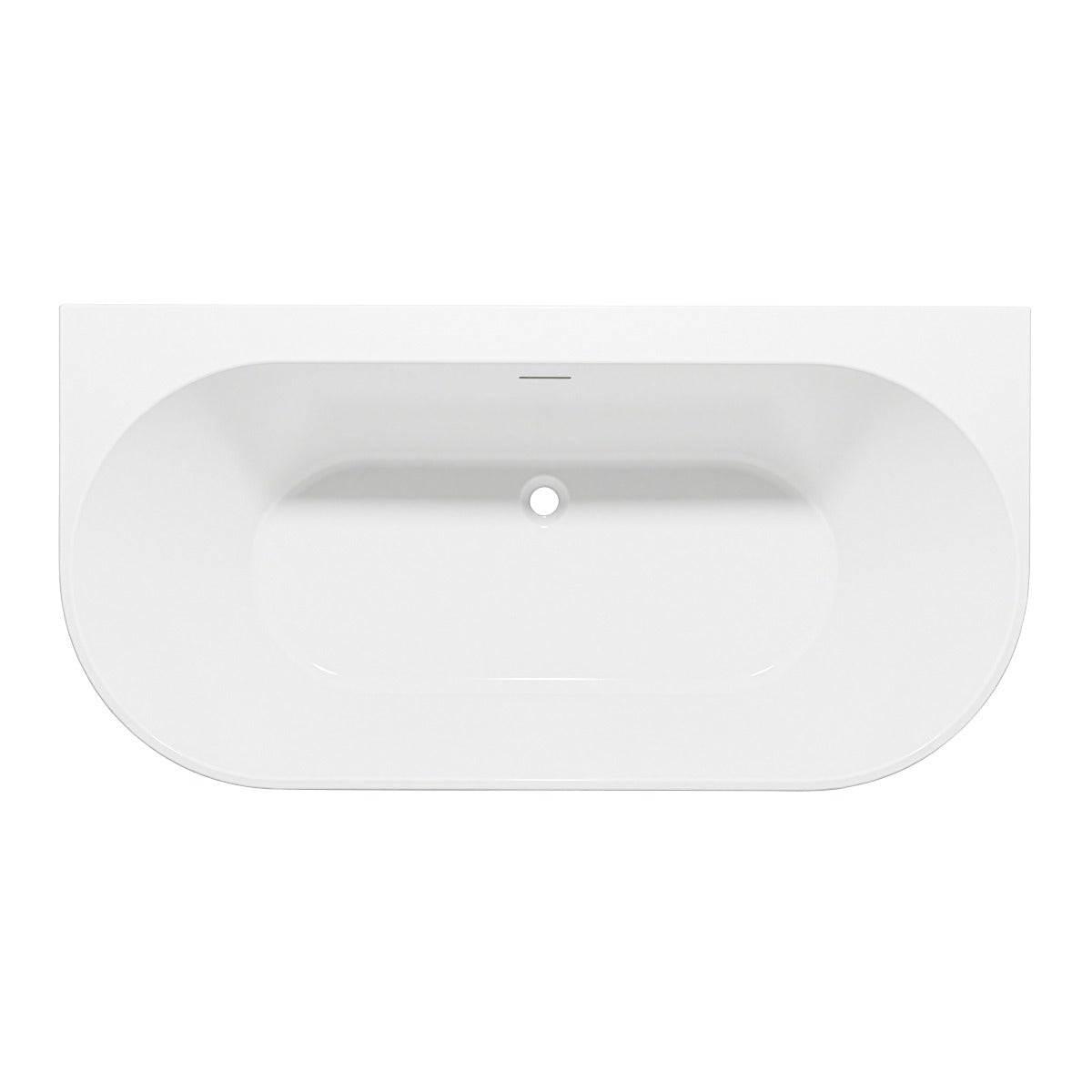 Baridi Back-to-Wall Slim Rim Bath with Overflow System 170cm – Gloss White DH422