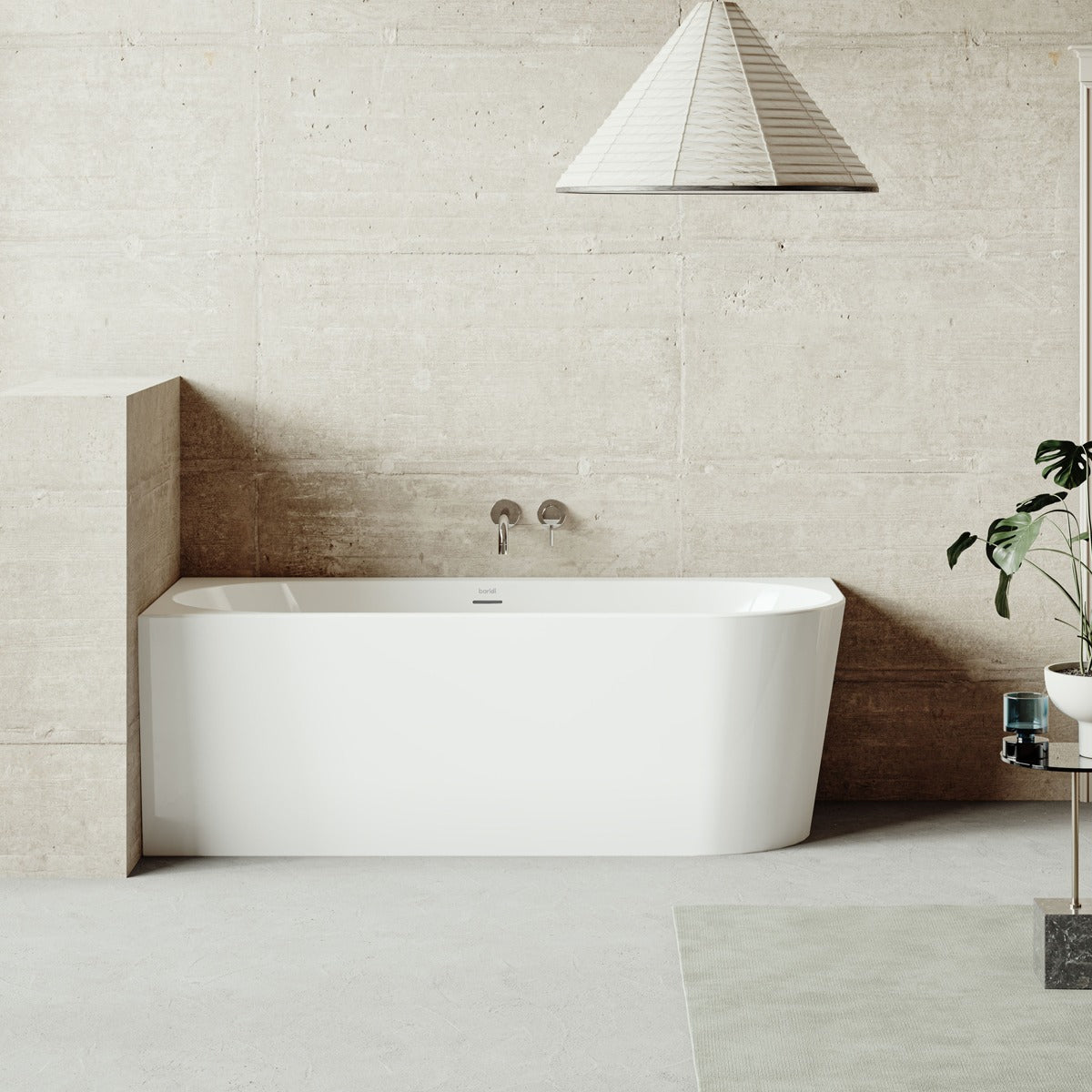 Baridi Left-Hand Corner Slim Rim Bath with Overflow System 150cm – Gloss White DH423