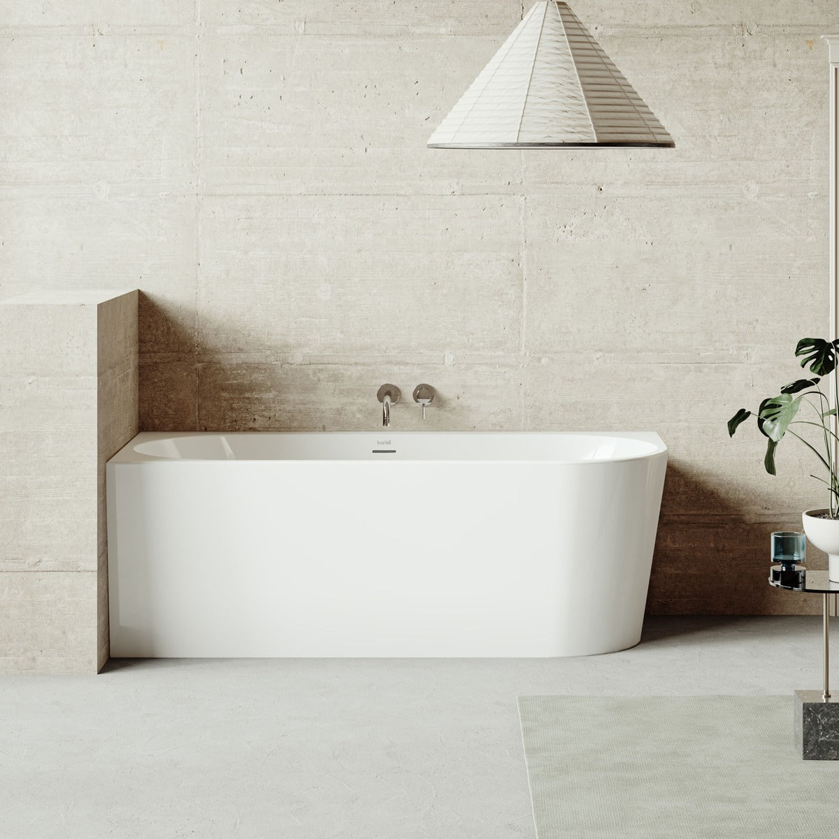 Baridi Left-Hand Corner Slim Rim Bath with Overflow System 160cm – Gloss White DH424