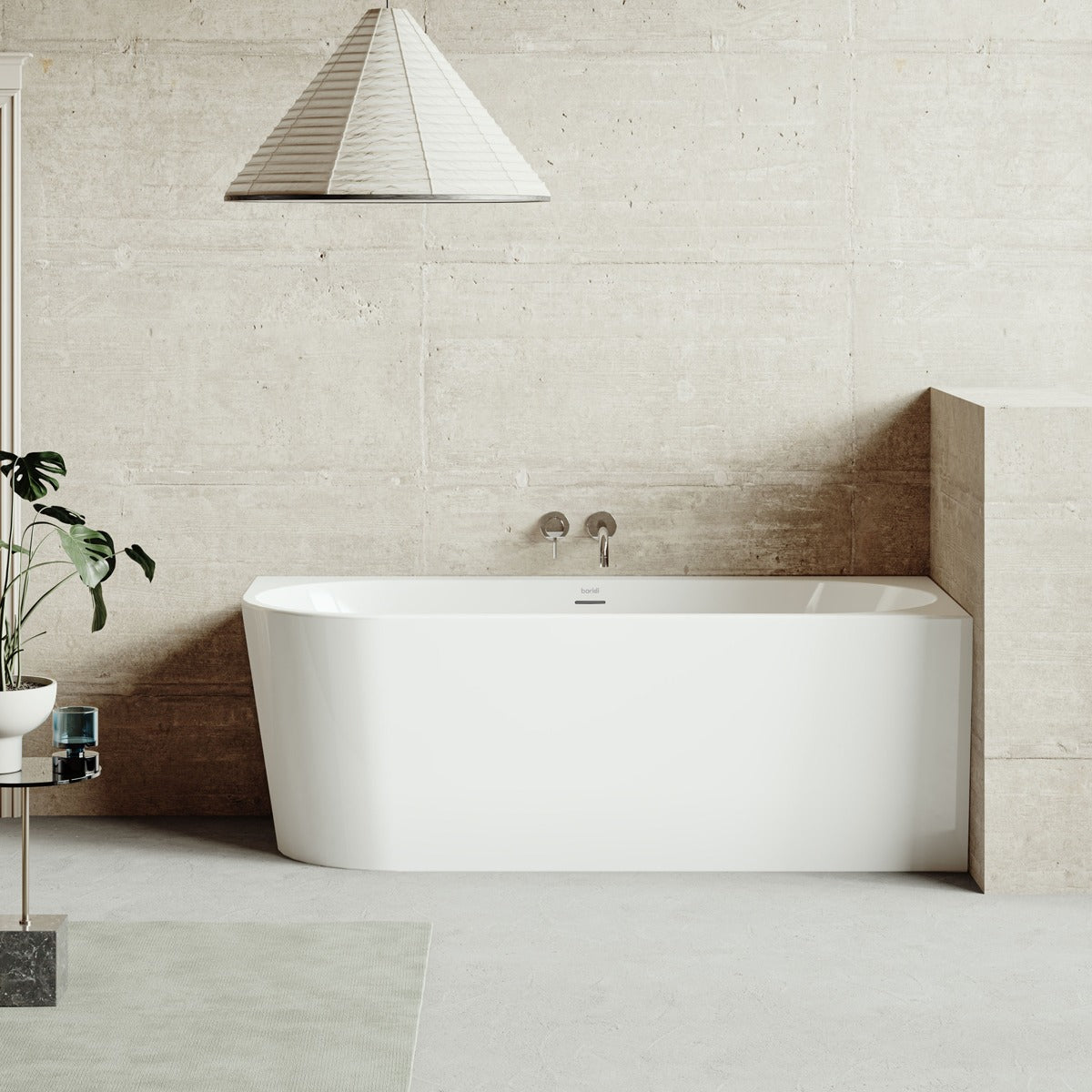 Baridi Right-Hand Corner Slim Rim Bath with Overflow System 160cm – Gloss White DH427