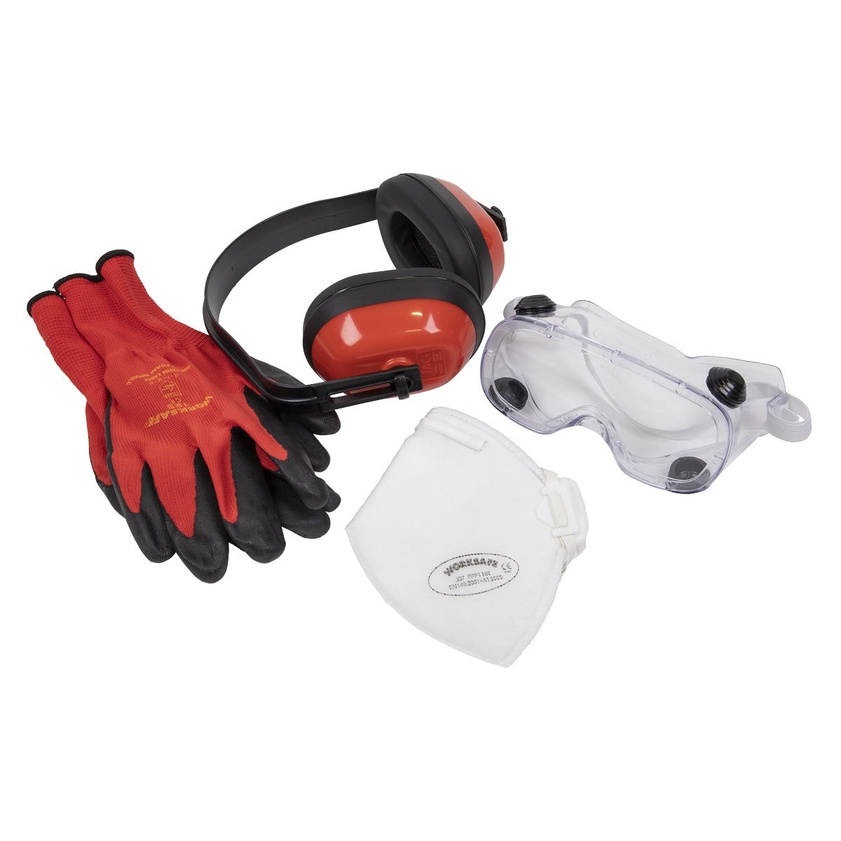 Worksafe Flexi Grip Gloves, FFP1 Mask, Goggles & Ear Defenders SEP2