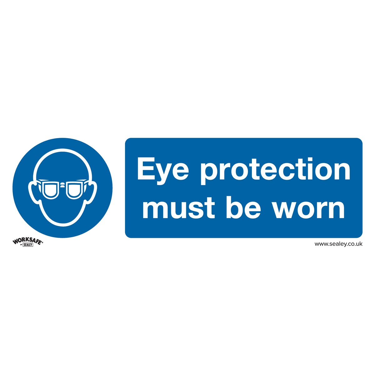 Worksafe Eye Protection Must Be Worn Safety Sign, Self-Adhesive Vinyl - Pack of 10 SS11V10