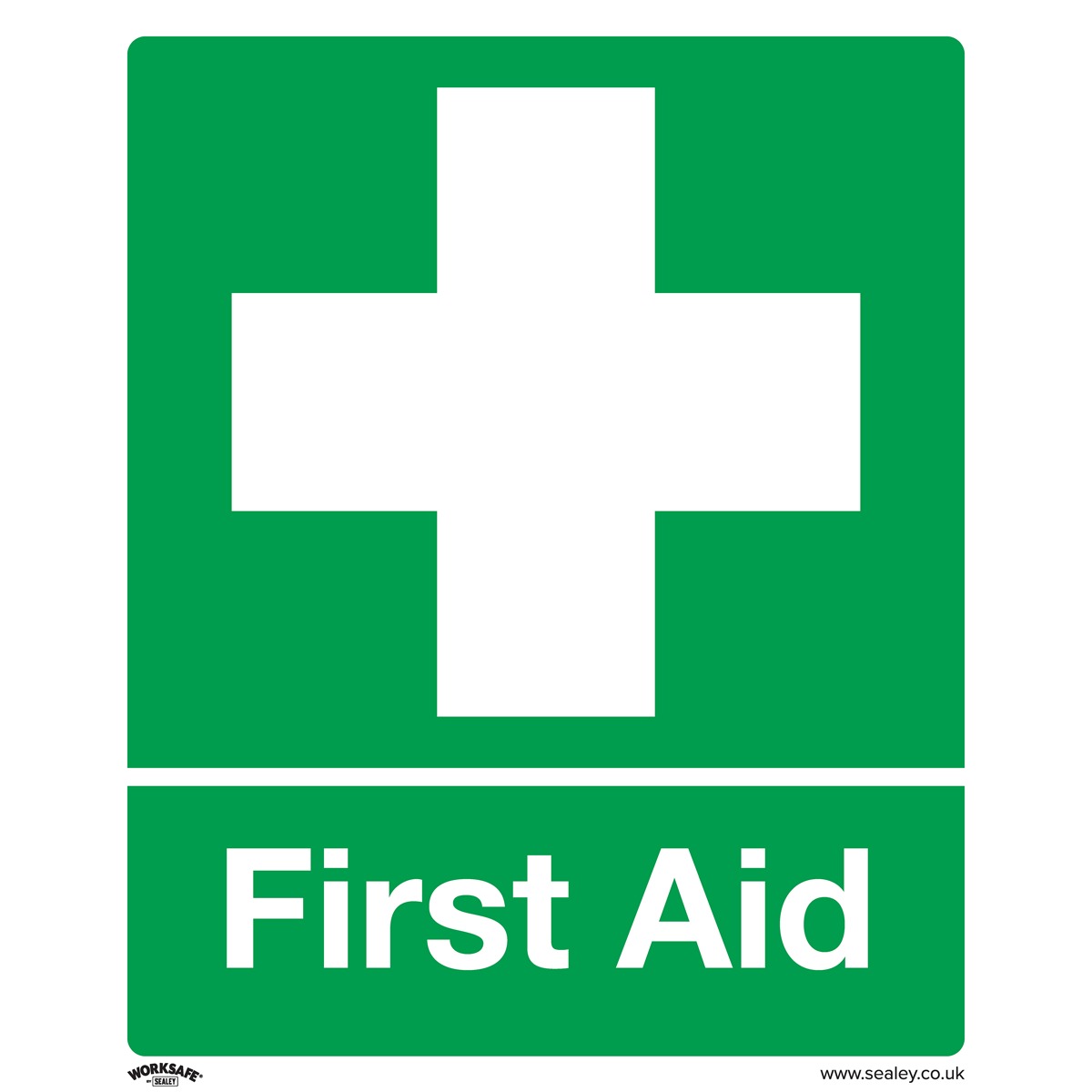 Worksafe First Aid Safety Sign, Self-Adhesive Vinyl - Pack of 10 SS26V10