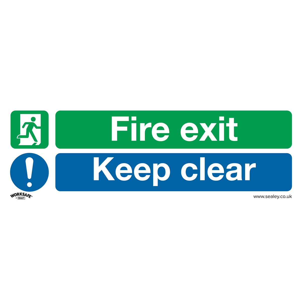 Worksafe Fire Exit Keep Clear (Large) Safety Sign - Self-Adhesive Vinyl SS32V1