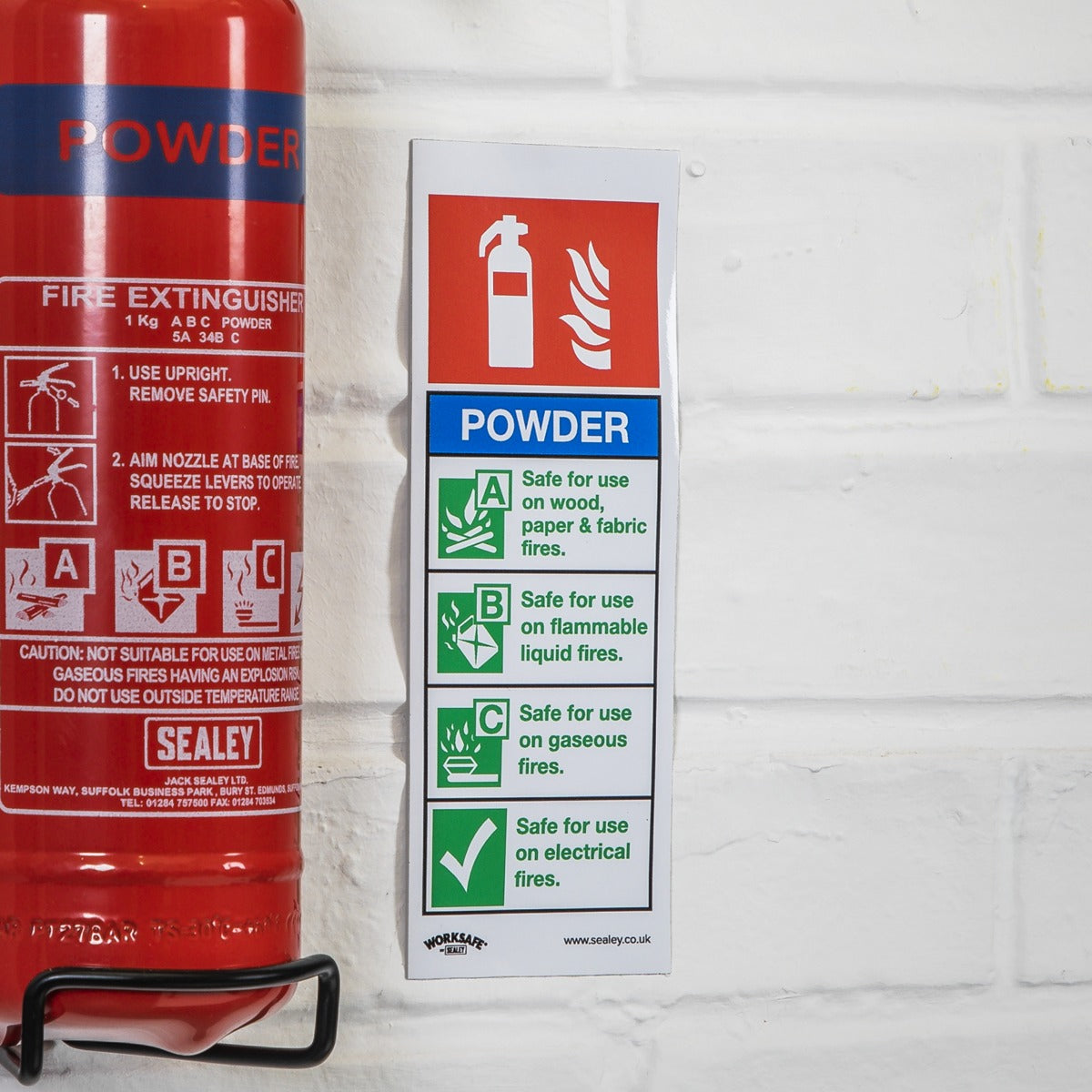 Worksafe Powder Fire Extinguisher Safety Sign - Rigid Plastic SS52P1