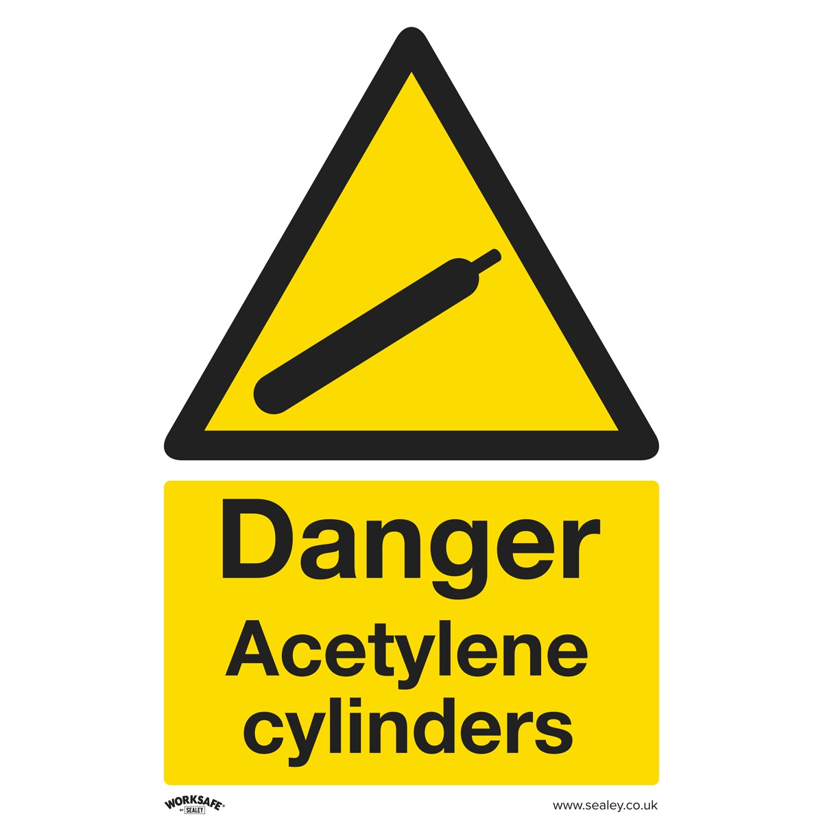 Worksafe Danger Acetylene Cylinders Safety Sign - Rigid Plastic SS63P1