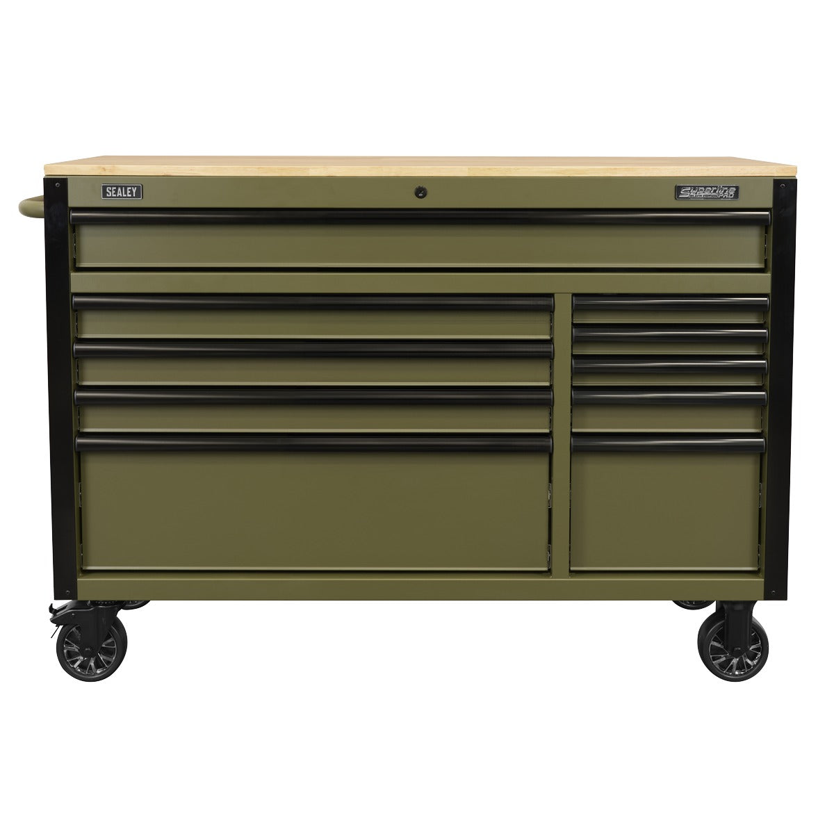 Superline PRO Mobile Trolley with Wooden Worktop & Power Bar 10 Drawer 1320mm AP5210KBE