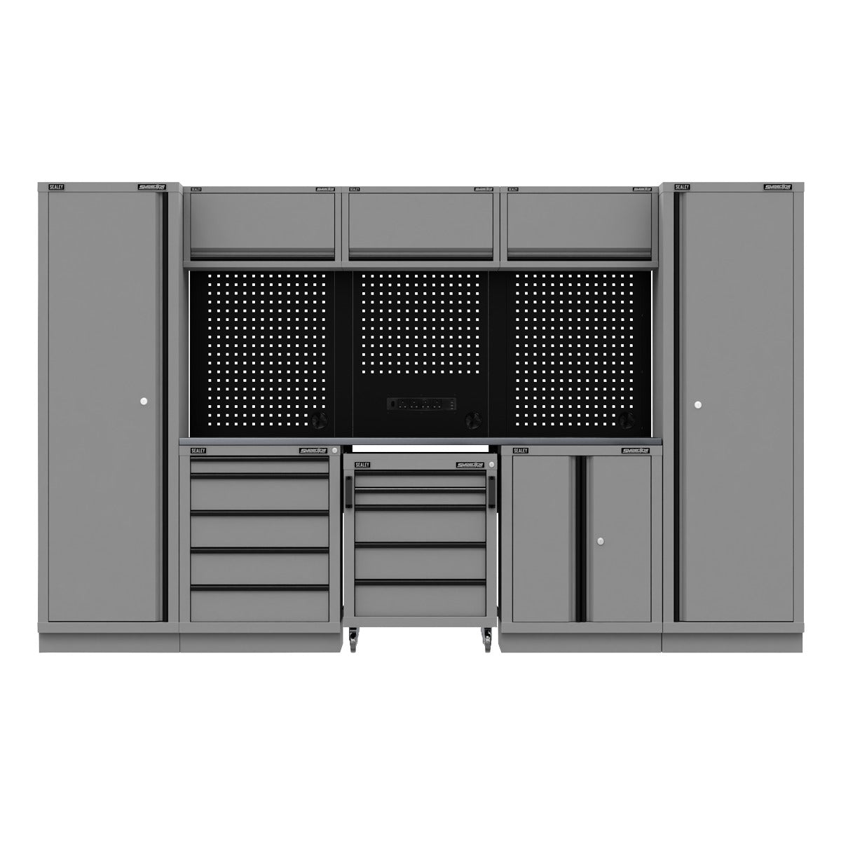 Superline PRO Black Edition Storage System with Stainless Worktop 3.24m APMSBESTACK01SS