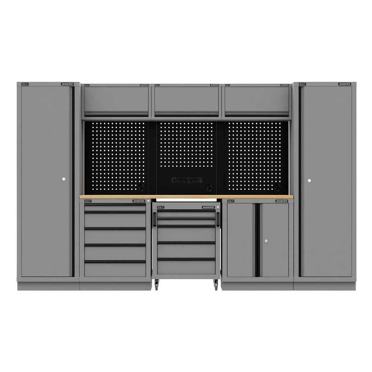Superline PRO Black Edition Storage System with Rubber Wood Worktop 3.24m APMSBESTACK01W