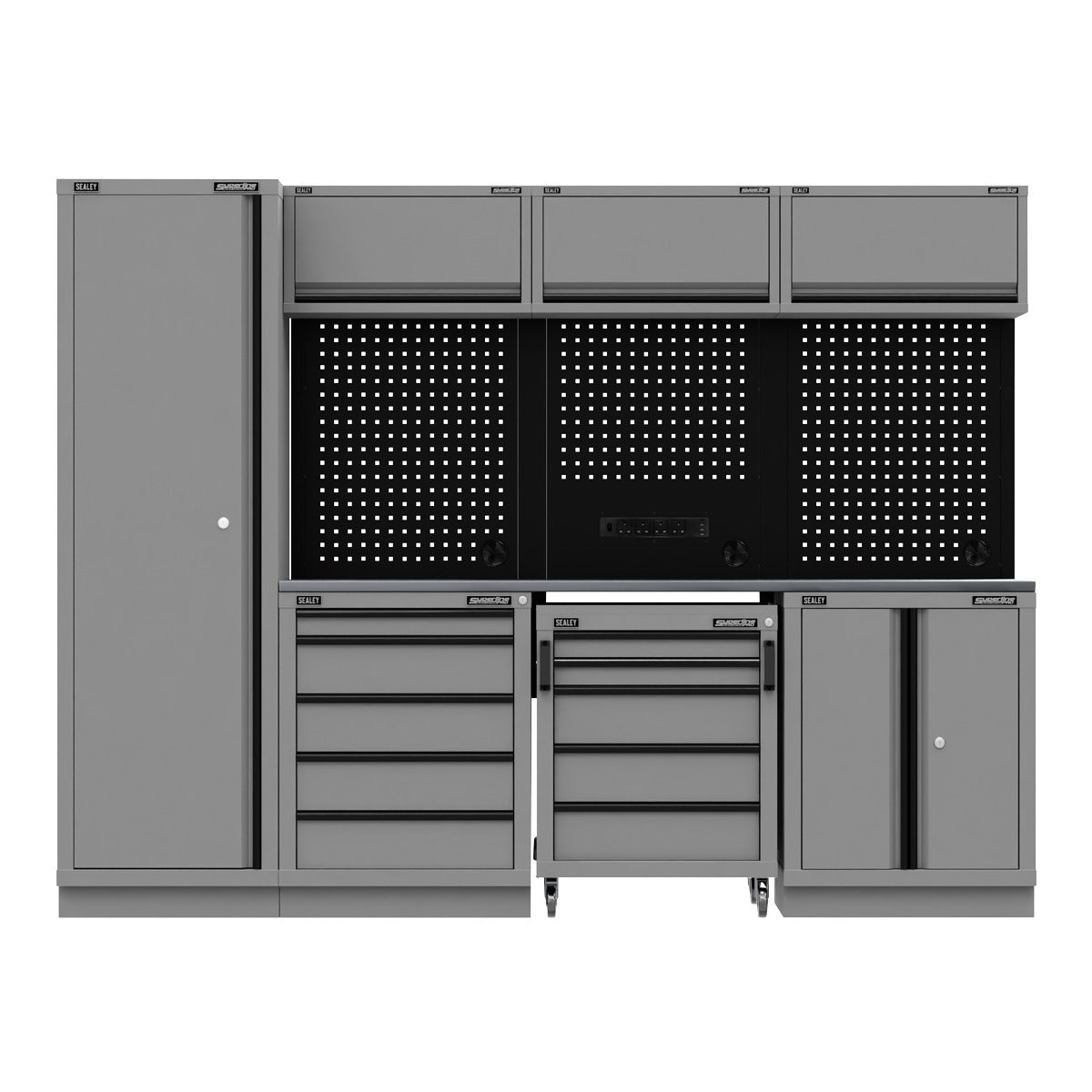 Superline PRO Black Edition Storage System with Stainless Worktop 2.64m APMSBESTACK02SS