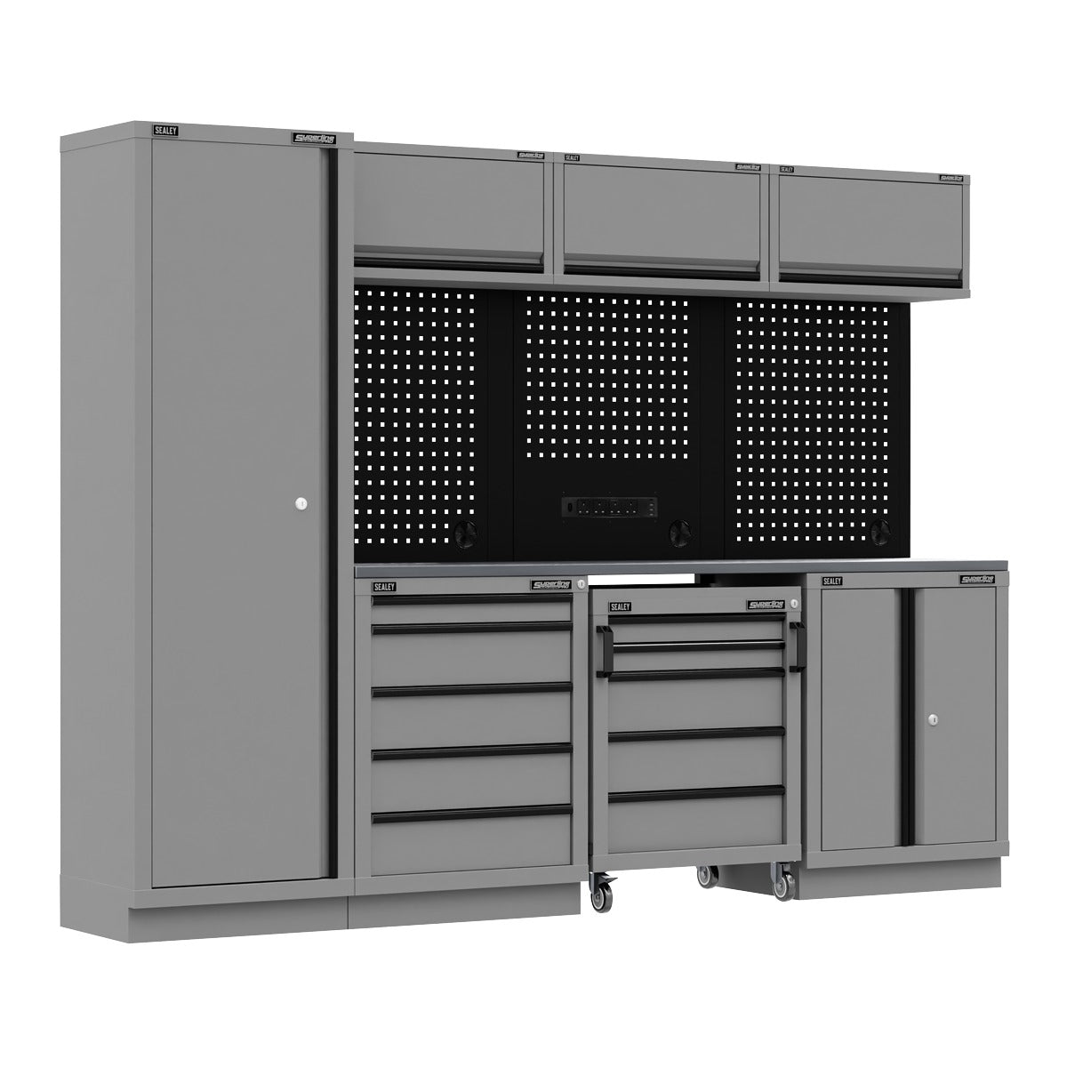 Superline PRO Black Edition Storage System with Stainless Worktop 2.64m APMSBESTACK02SS