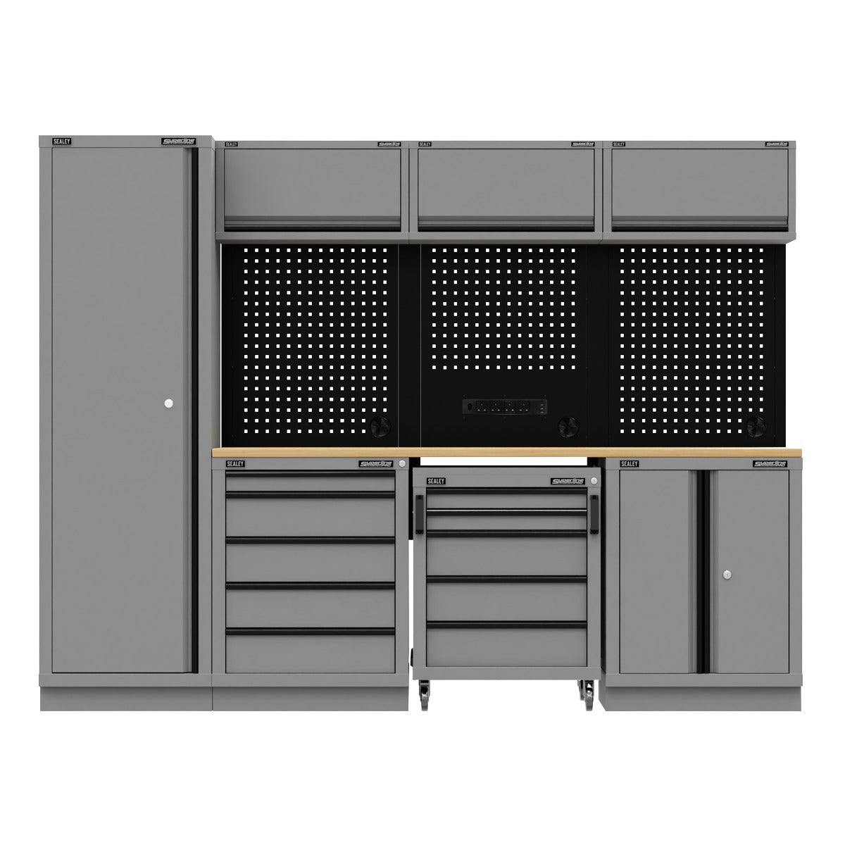Superline PRO Black Edition Storage System with Rubber Wood Worktop 2.64m APMSBESTACK02W