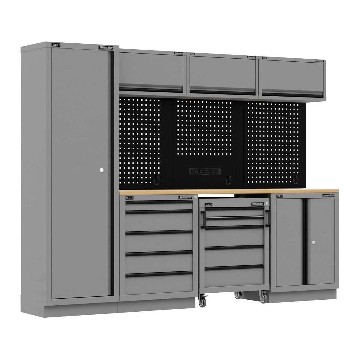 Superline PRO Black Edition Storage System with Rubber Wood Worktop 2.64m APMSBESTACK02W