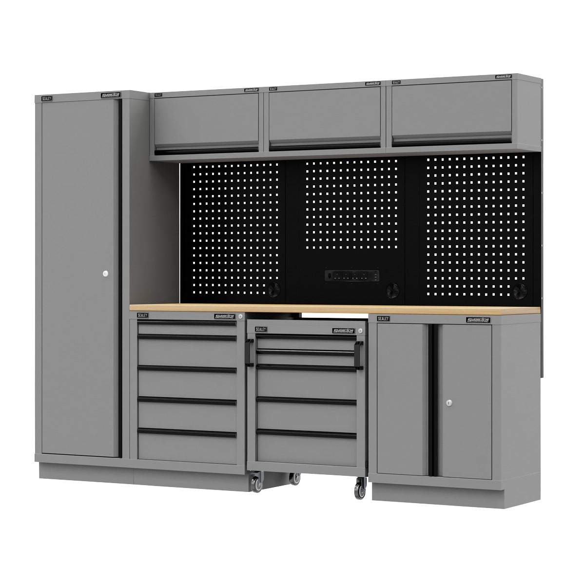 Superline PRO Black Edition Storage System with Rubber Wood Worktop 2.64m APMSBESTACK02W
