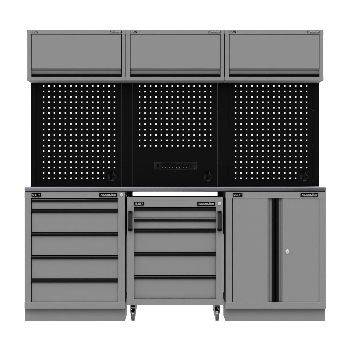 Superline PRO Black Edition Storage System with Stainless Worktop 2.04m APMSBESTACK03SS