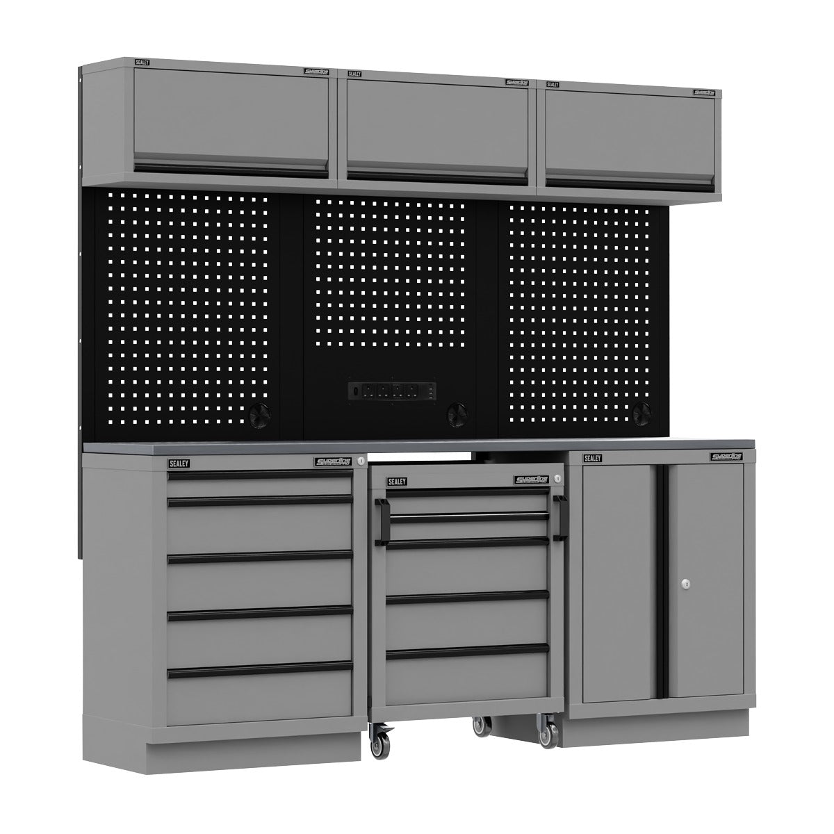 Superline PRO Black Edition Storage System with Stainless Worktop 2.04m APMSBESTACK03SS