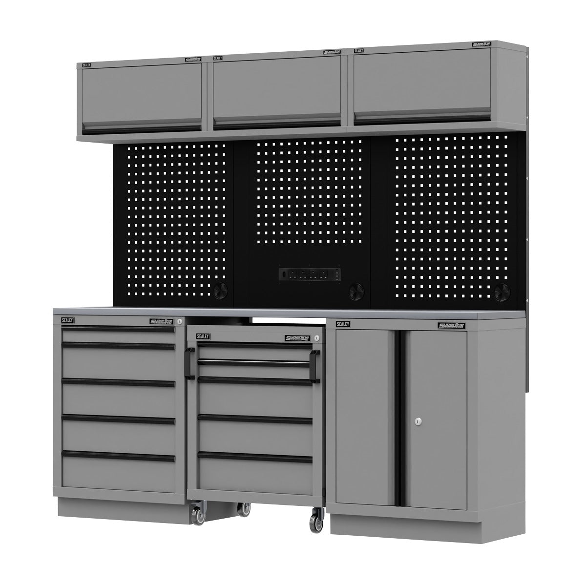 Superline PRO Black Edition Storage System with Stainless Worktop 2.04m APMSBESTACK03SS