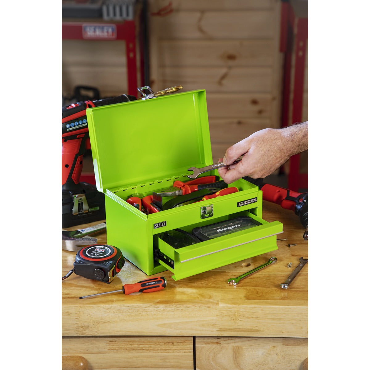 Superline Pro Mini Toolbox with Drawer - Green APMTB3