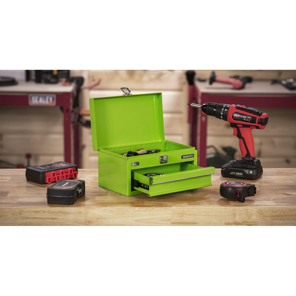 Superline Pro Mini Toolbox with Drawer - Green APMTB3