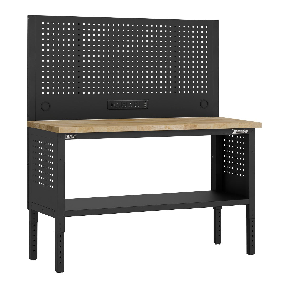 Superline PRO Modular Workbench with Pegboard Back Panel Wooden Worktop 1525mm APMWB60COMBOW