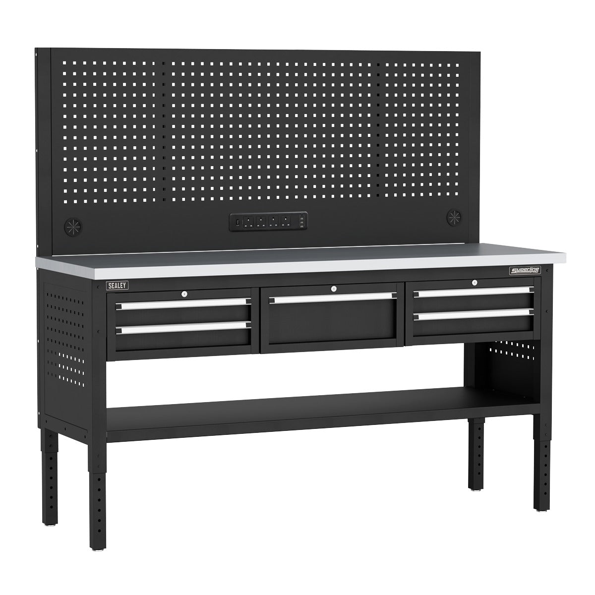 Superline PRO Modular Workbench with 5 Drawers Stainless Steel Worktop 1830mm APMWB72COMBO3SS