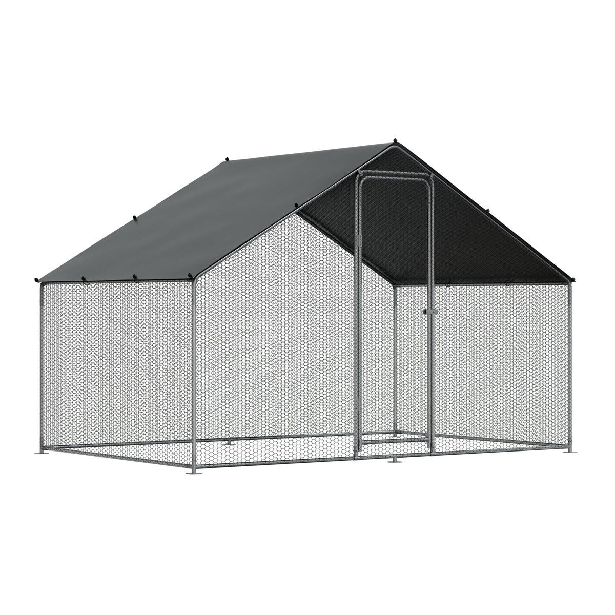 Dellonda Walk-In Galvanized Steel Chicken Run with Roof Cover & PVC Coated Chicken Wire DG278