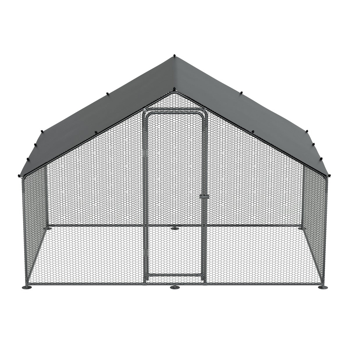 Dellonda Walk-In Galvanized Steel Chicken Run with Roof Cover & PVC Coated Chicken Wire DG278