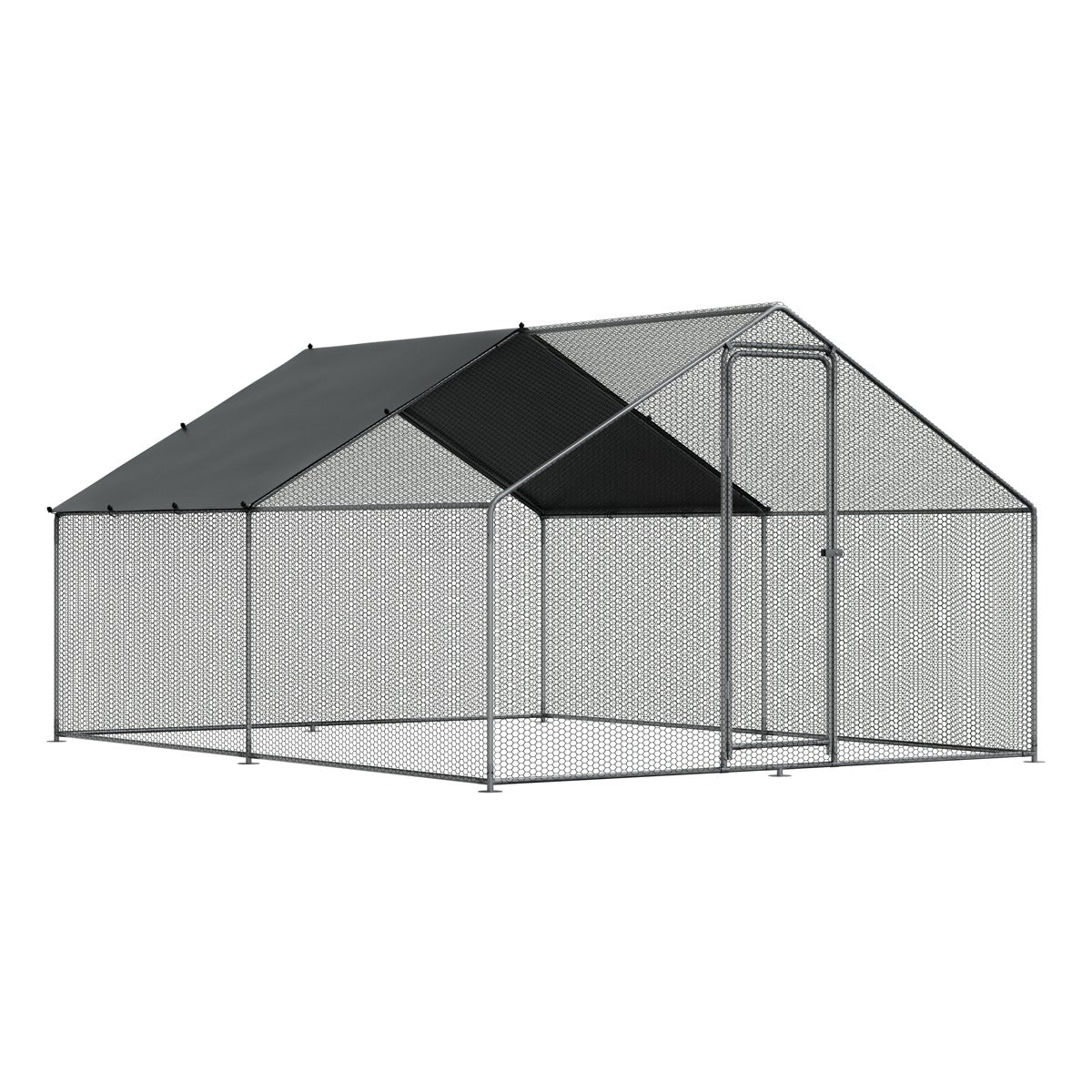 Dellonda Walk-In Galvanized Steel Chicken Run with Roof Cover & PVC Coated Chicken Wire DG279