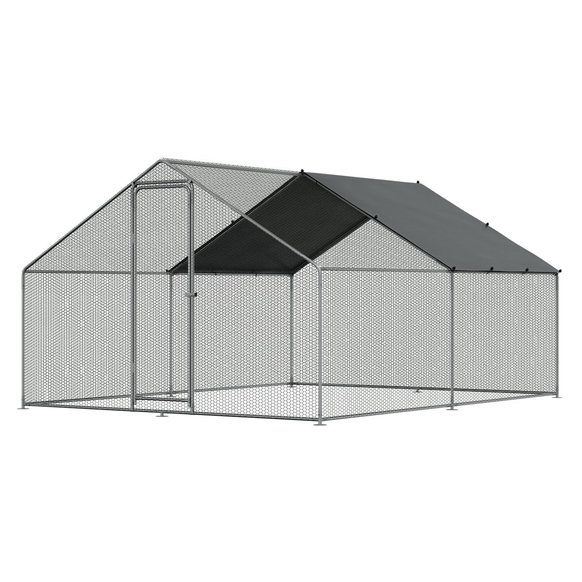Dellonda Walk-In Galvanized Steel Chicken Run with Roof Cover & PVC Coated Chicken Wire DG279