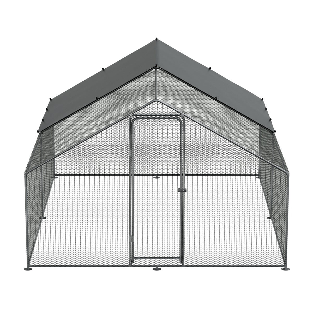Dellonda Walk-In Galvanized Steel Chicken Run with Roof Cover & PVC Coated Chicken Wire DG279