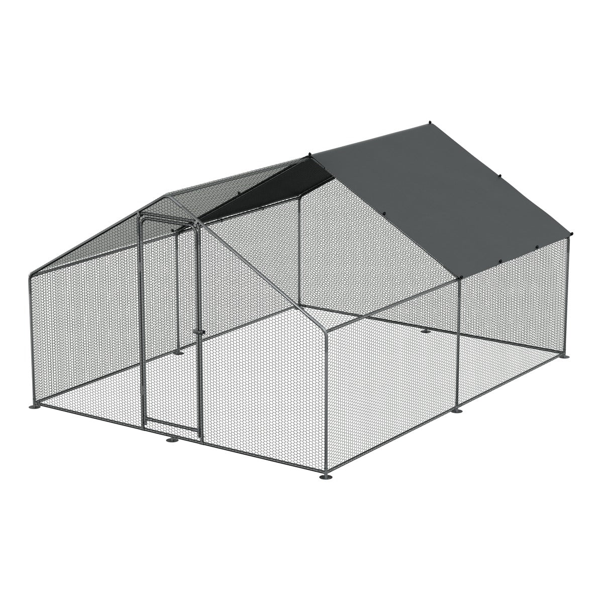 Dellonda Walk-In Galvanized Steel Chicken Run with Roof Cover & PVC Coated Chicken Wire DG279