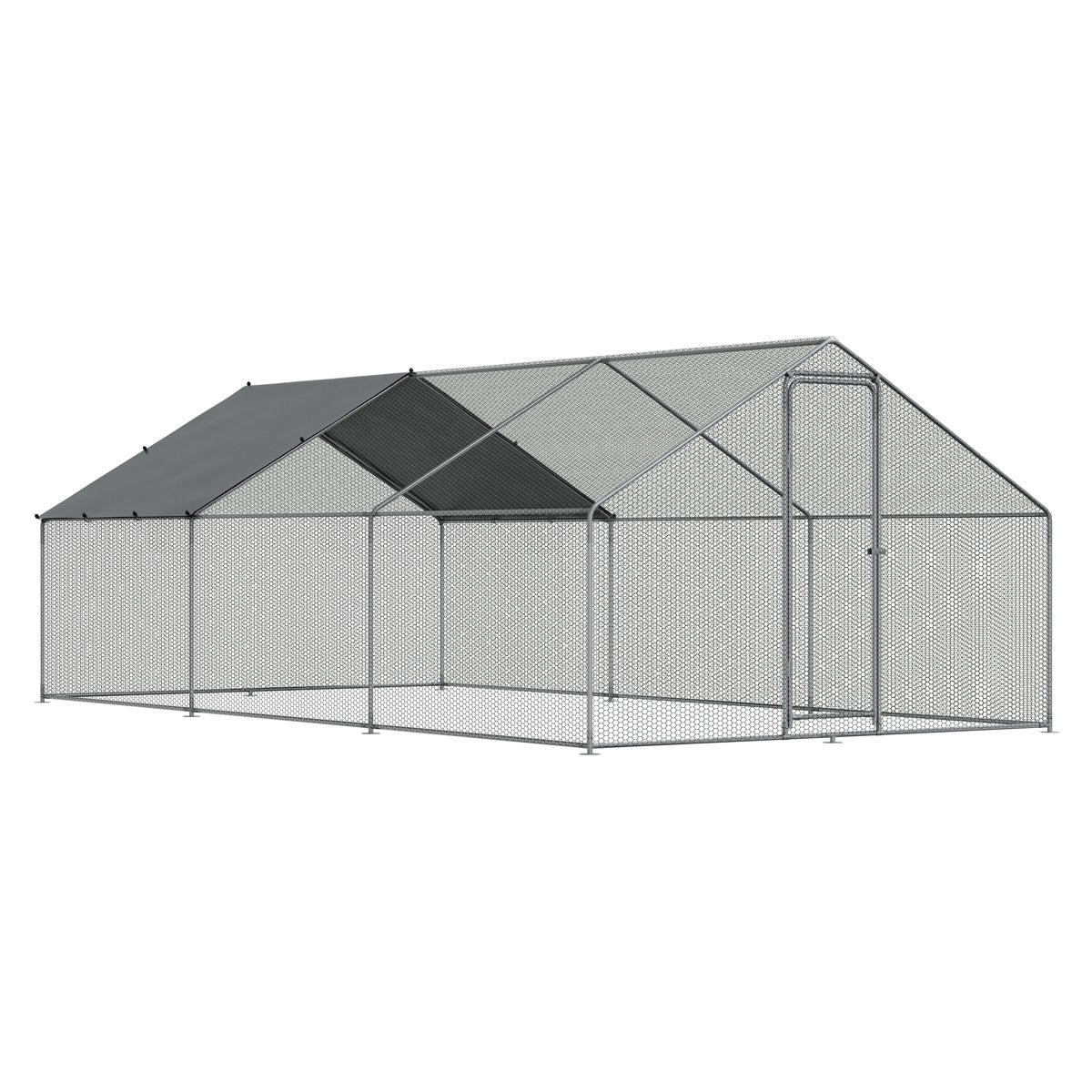 Dellonda Walk-In Galvanized Steel Chicken Run with Roof Cover & PVC Coated Chicken Wire DG280