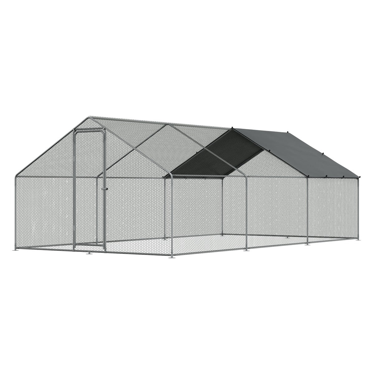 Dellonda Walk-In Galvanized Steel Chicken Run with Roof Cover & PVC Coated Chicken Wire DG280