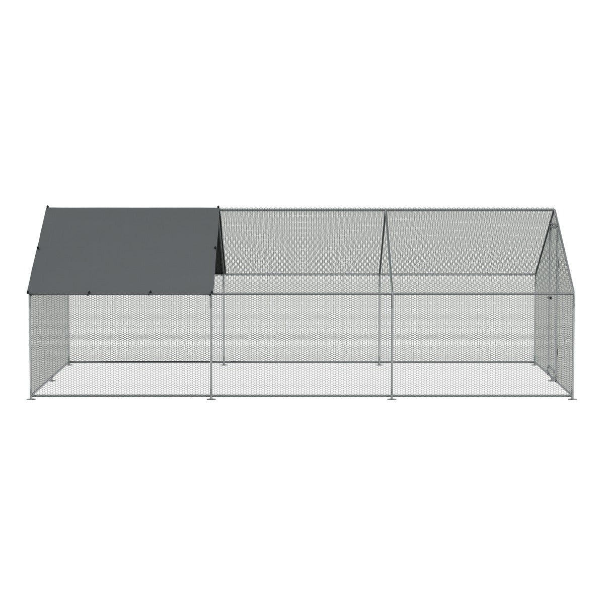 Dellonda Walk-In Galvanized Steel Chicken Run with Roof Cover & PVC Coated Chicken Wire DG280